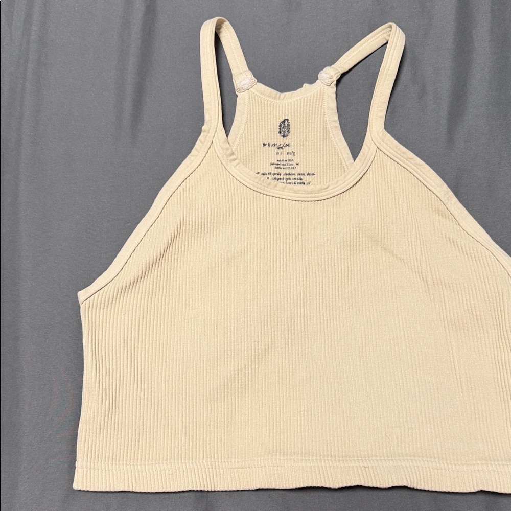 FP Movement by Free People Beige Ribbed Crop Top